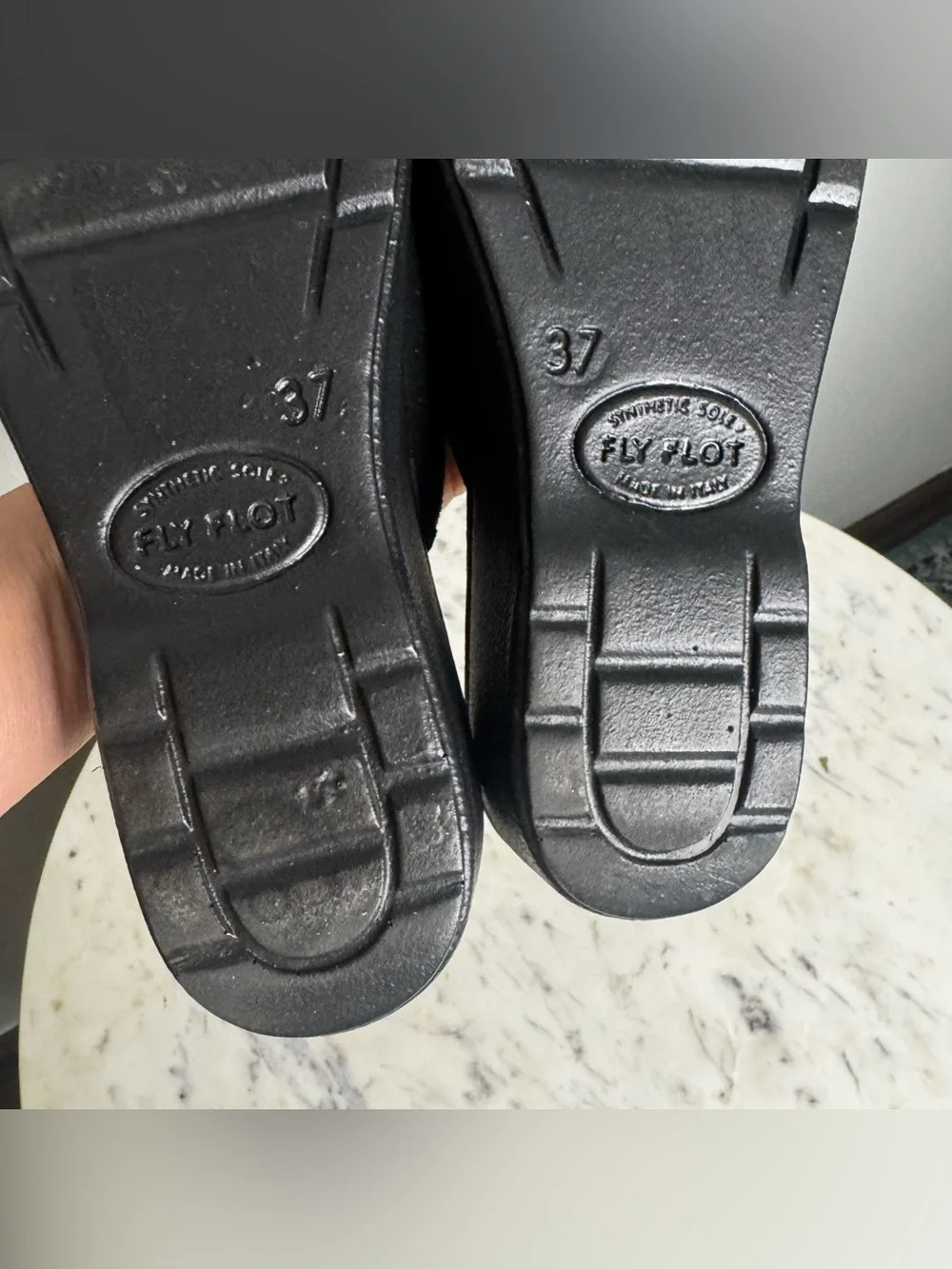 Fly Flot Italian Comfort Sandals Size 7 US/ 37 Euro black wedges Suede shoes